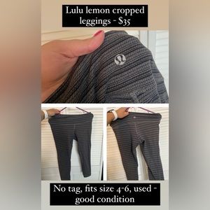 Grey striped cropped lulu leggings